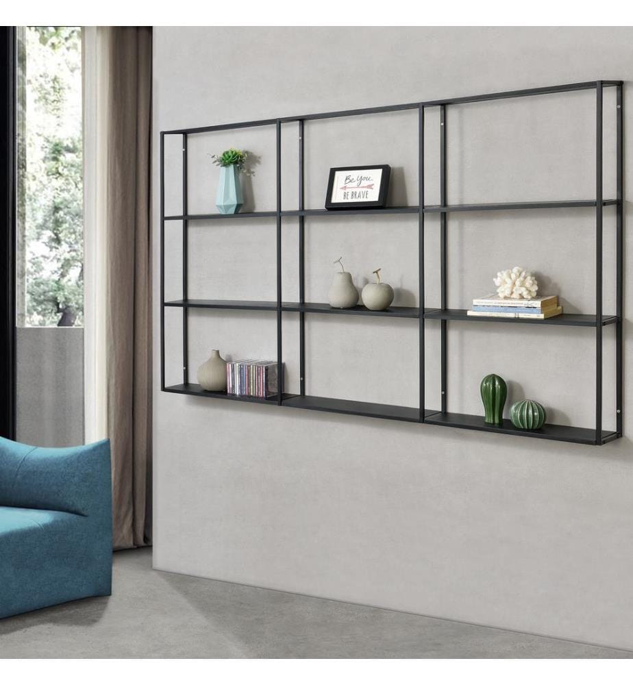 Wandregal Orlando Schwarz 160x18x110 cm
