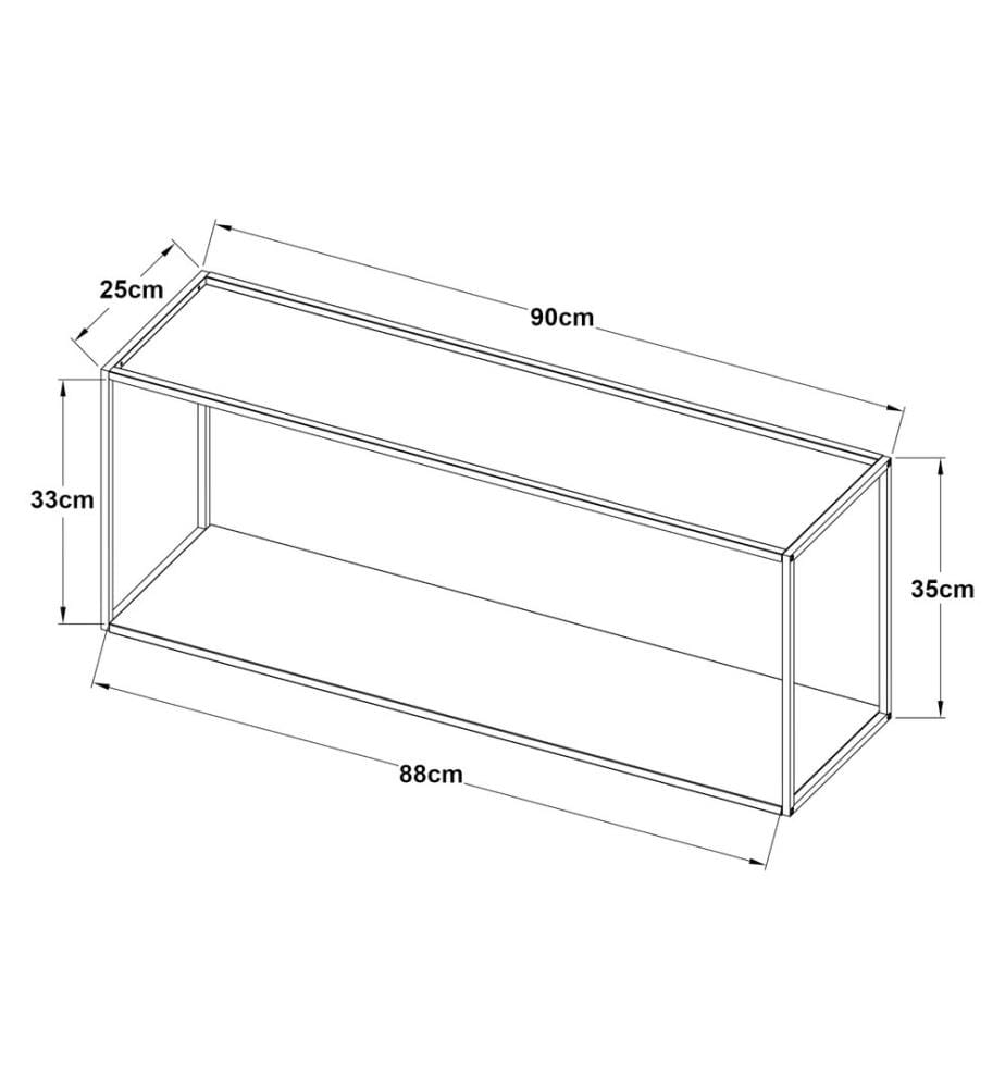 Scaffale da parete Augusta nero 90x25x35 cm