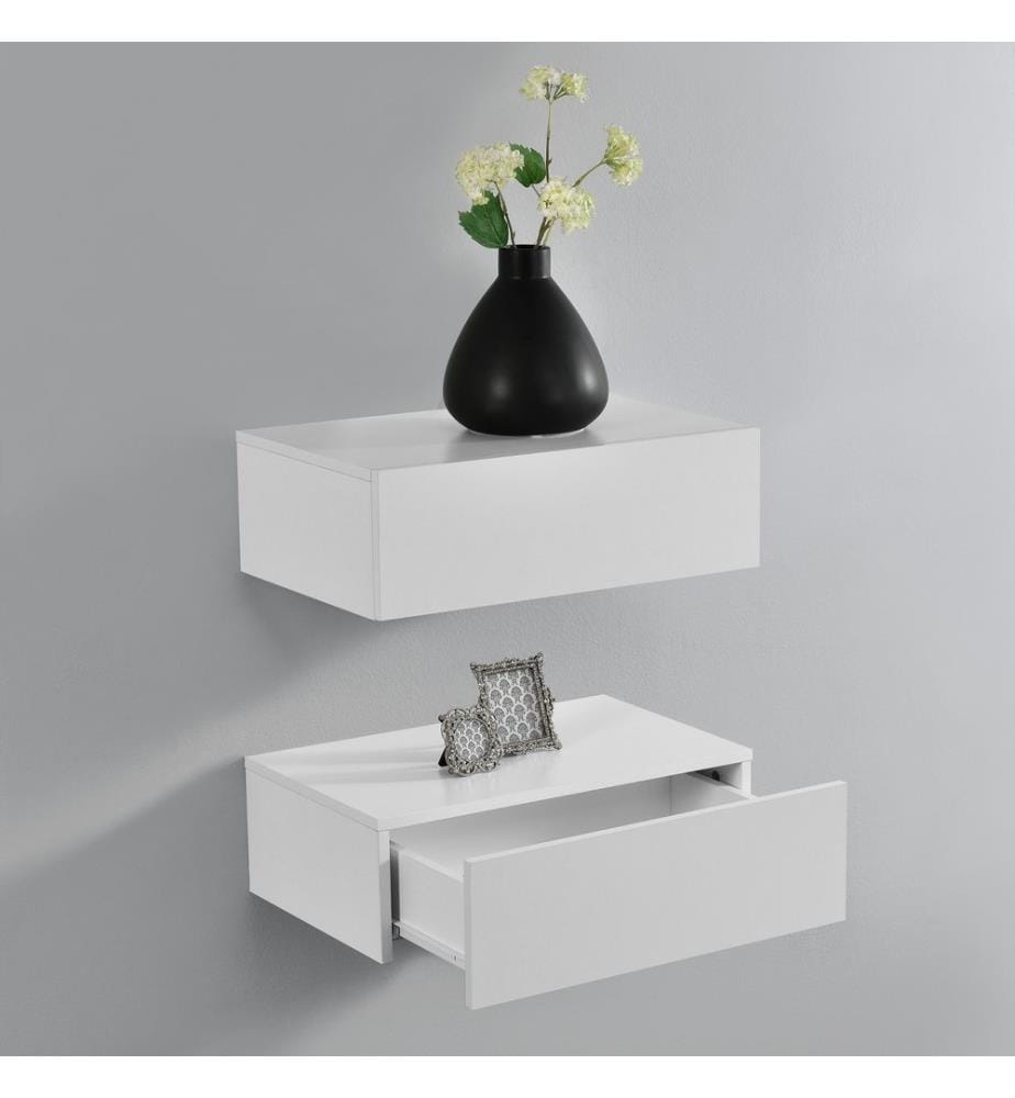 Étagère murale Madison, lot de 2, blanc mat, 46 x 30 x 15 cm