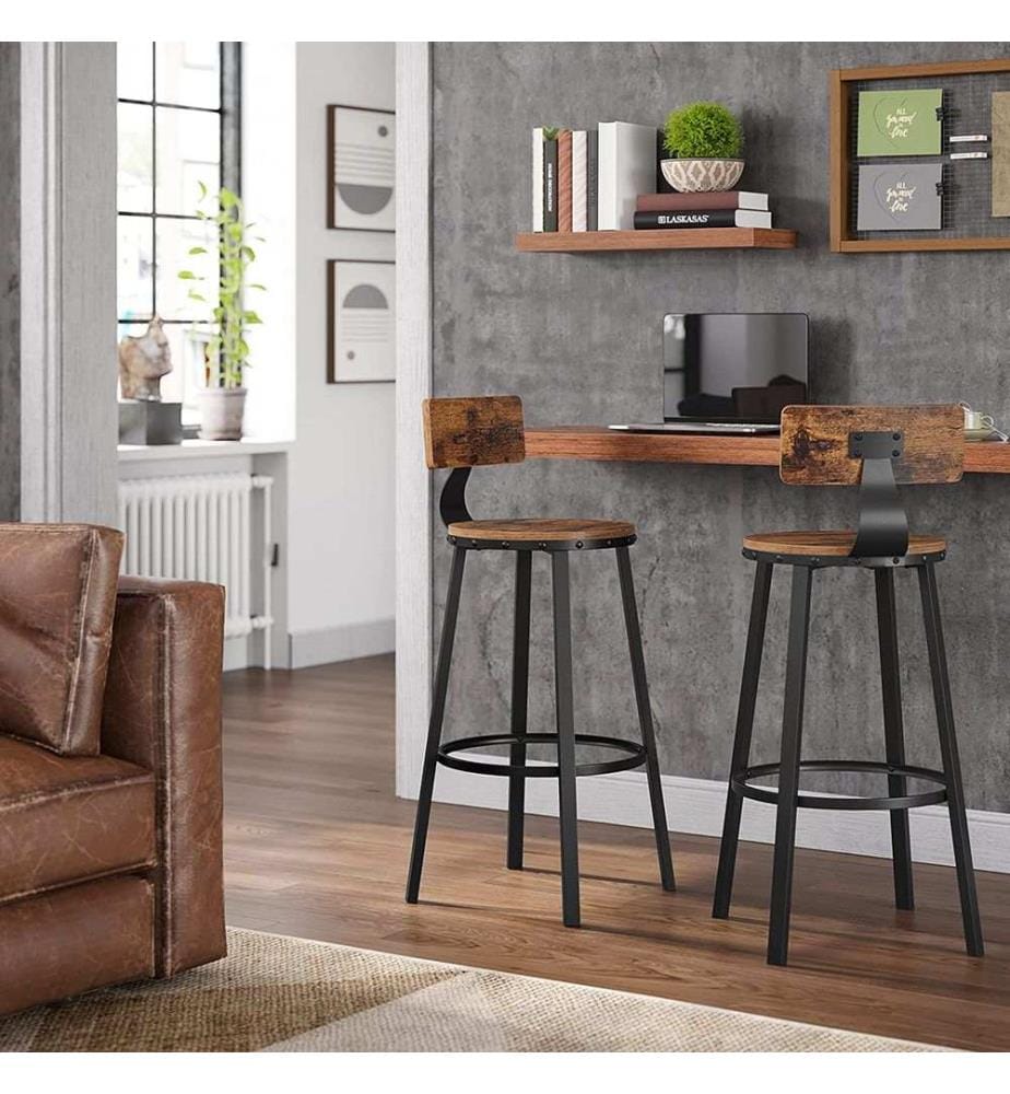 Lot de 2 tabourets de bar VASAGLE, style industriel