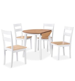 Essgruppe 5-tlg. MDF und Gummibaumholz Weiss