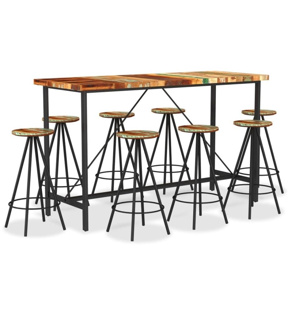 9-tlg. Bar-Set Recyceltes Massivholz