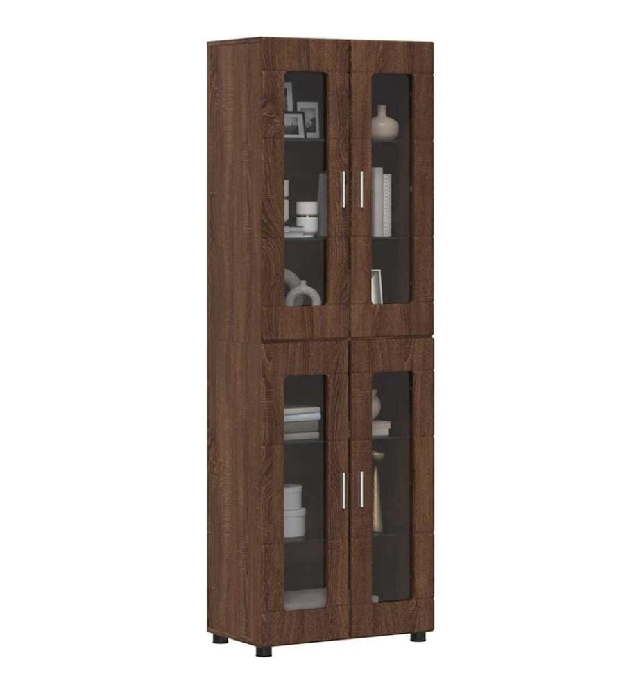 Highboard mit Regal FLORIN Braun Eichen-Optik 60 x 35 x 182 cm