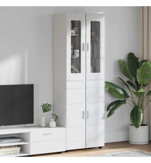 Armadio alto con porta FLORIN Bianco lucido 60 x 35 x 182 cm
