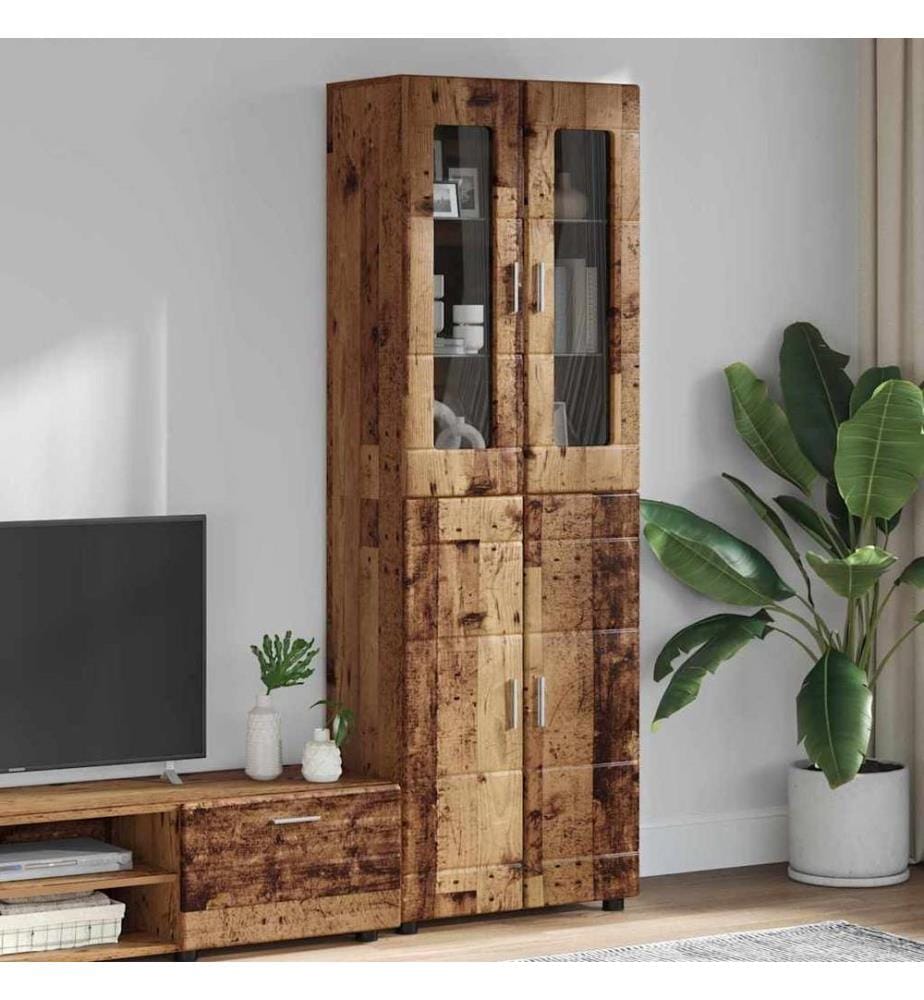 Tall Cabinet with Shelf FLORIN Old Wood 60 x 35 x 182 cm