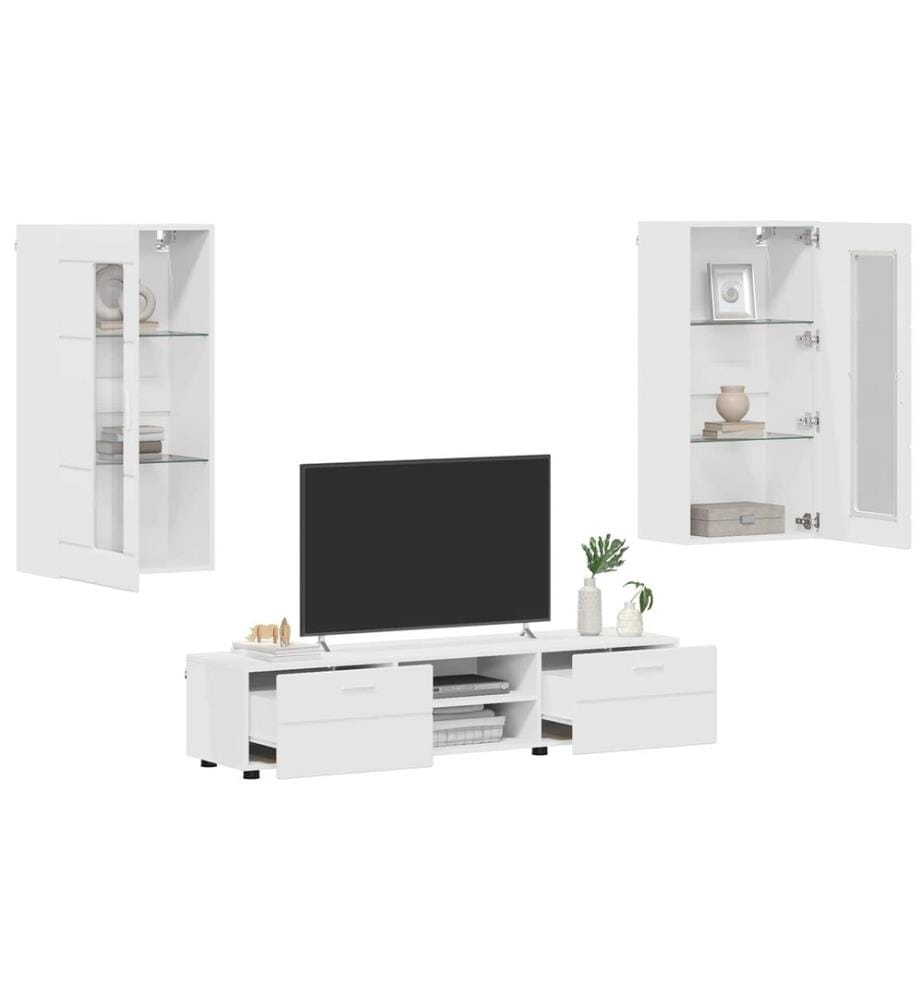 Set mobili TV FLORIN 3 pz Bianco Legno ingegnerizzato
