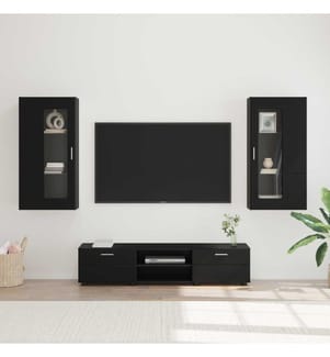 Set mobili TV FLORIN 3 pz Nero Legno ingegnerizzato