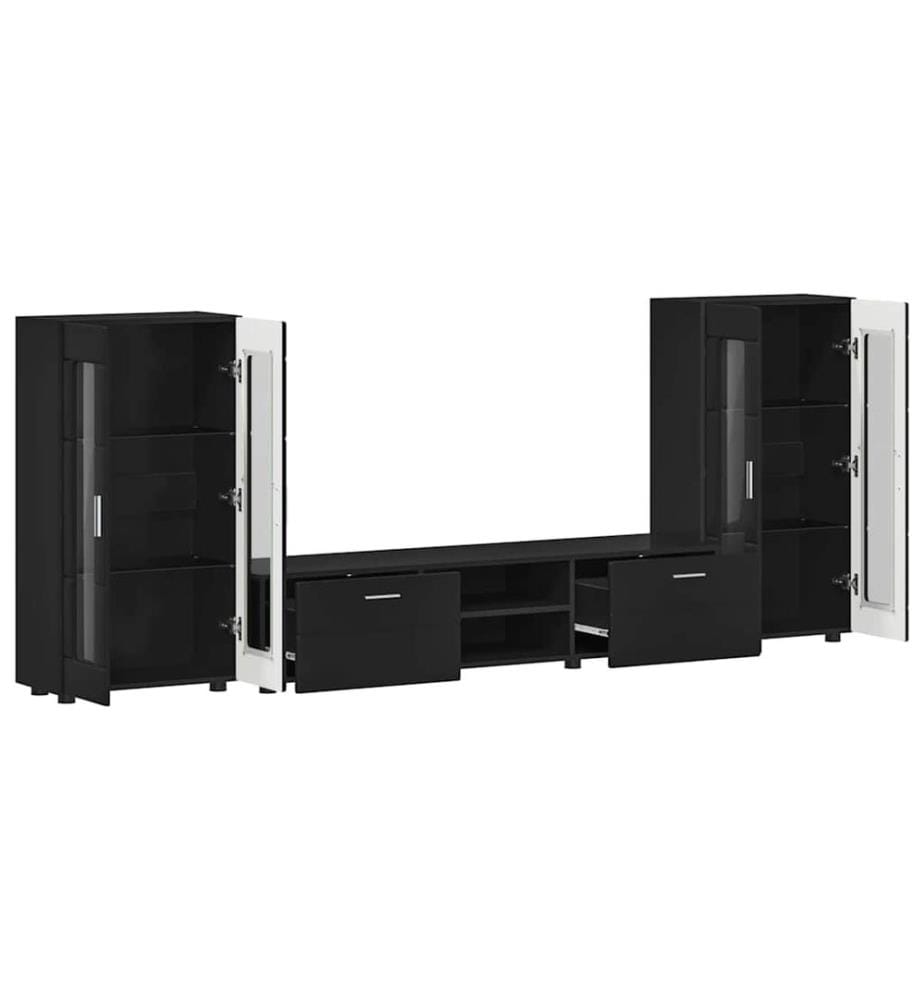 Ensemble meuble TV FLORIN 3 pcs Noir Bois d'ingénierie