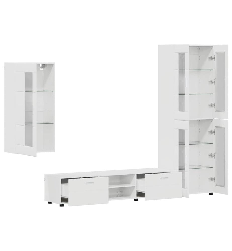 Ensemble meuble TV avec tiroir FLORIN 3 pcs Blanc brillant