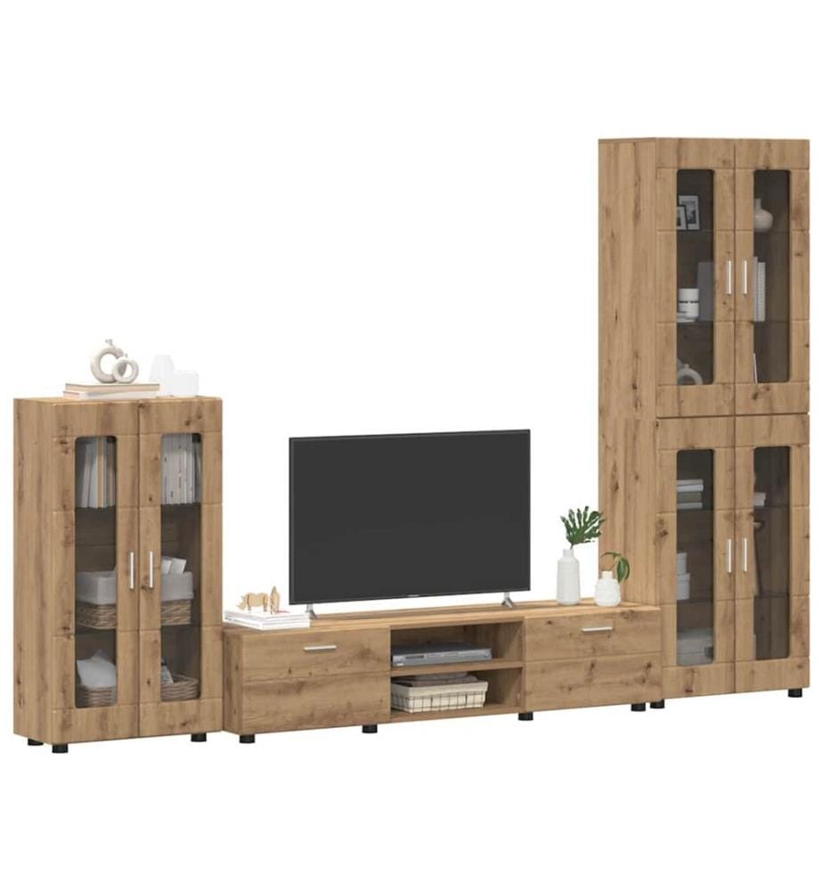 TV Furniture Set with Drawer FLORIN 3 pcs Artisanal Oak
