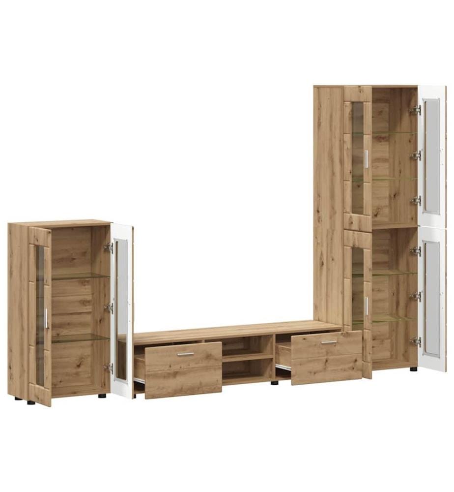 TV Furniture Set with Drawer FLORIN 3 pcs Artisanal Oak