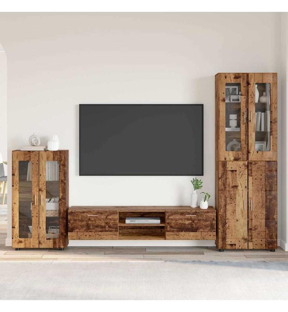 Ensemble meuble TV FLORIN 3 pcs Bois ancien Bois d'ingénierie
