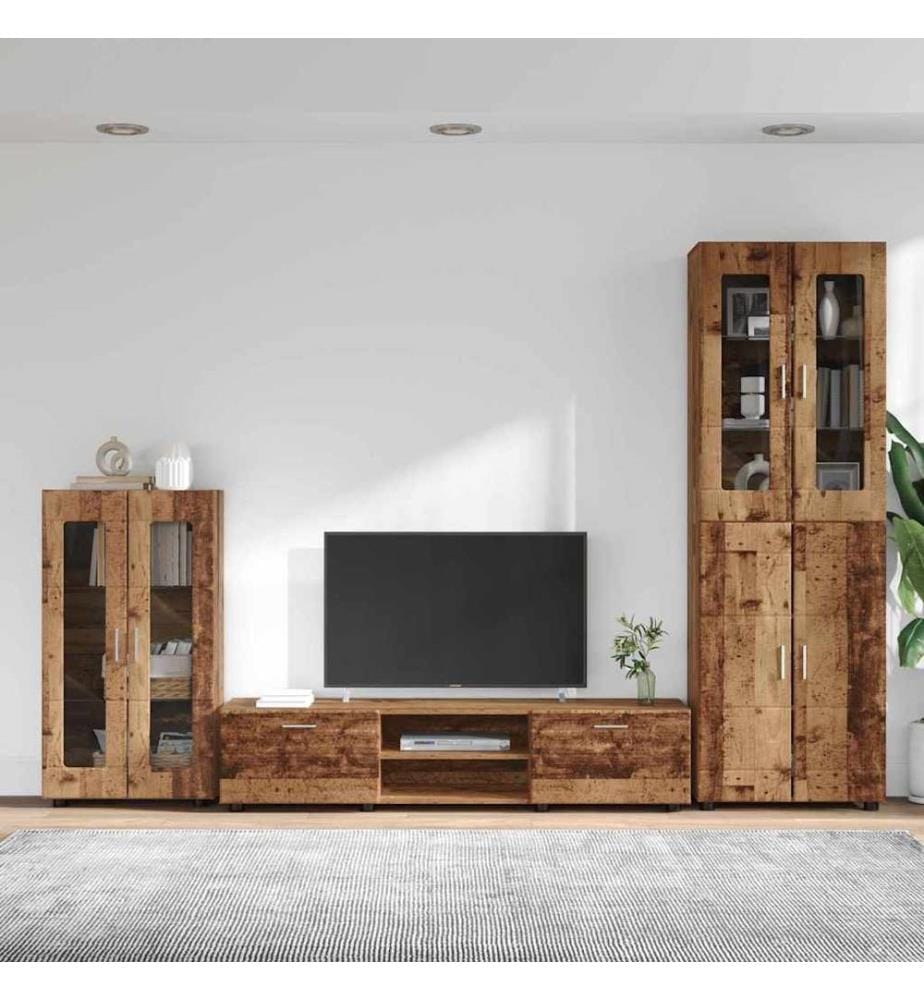 Ensemble meuble TV FLORIN 3 pcs Bois ancien Bois d'ingénierie