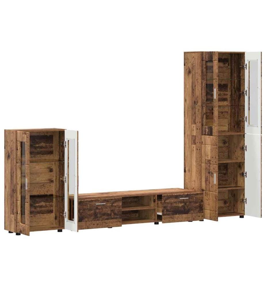 Ensemble meuble TV FLORIN 3 pcs Bois ancien Bois d'ingénierie