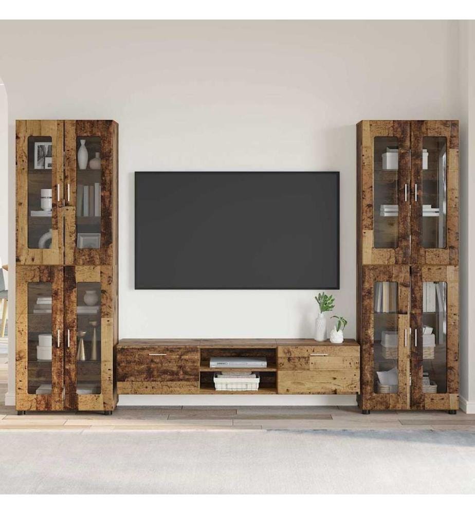 Ensemble meuble TV FLORIN 3 pcs Bois ancien Bois d'ingénierie