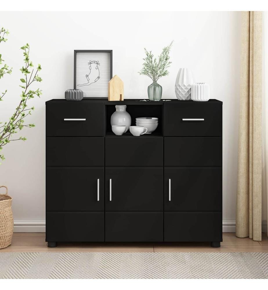 vidaXL Holzschrank Schwarz 88,5 x 30,5 x 73 cm Holzwerkstoff