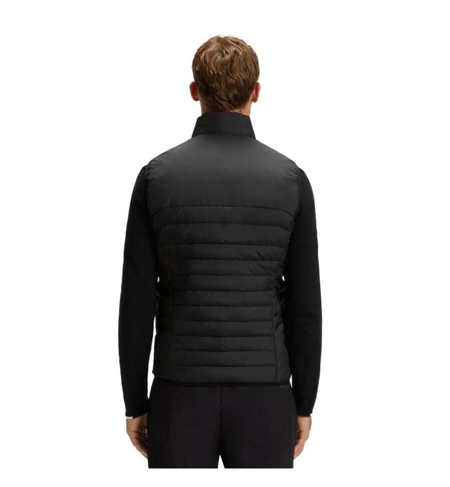 Water-repellent sleeveless down jacket with decorative reflective details - Black