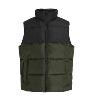 Maze Sleeveless Down Jacket - Black and Khaki