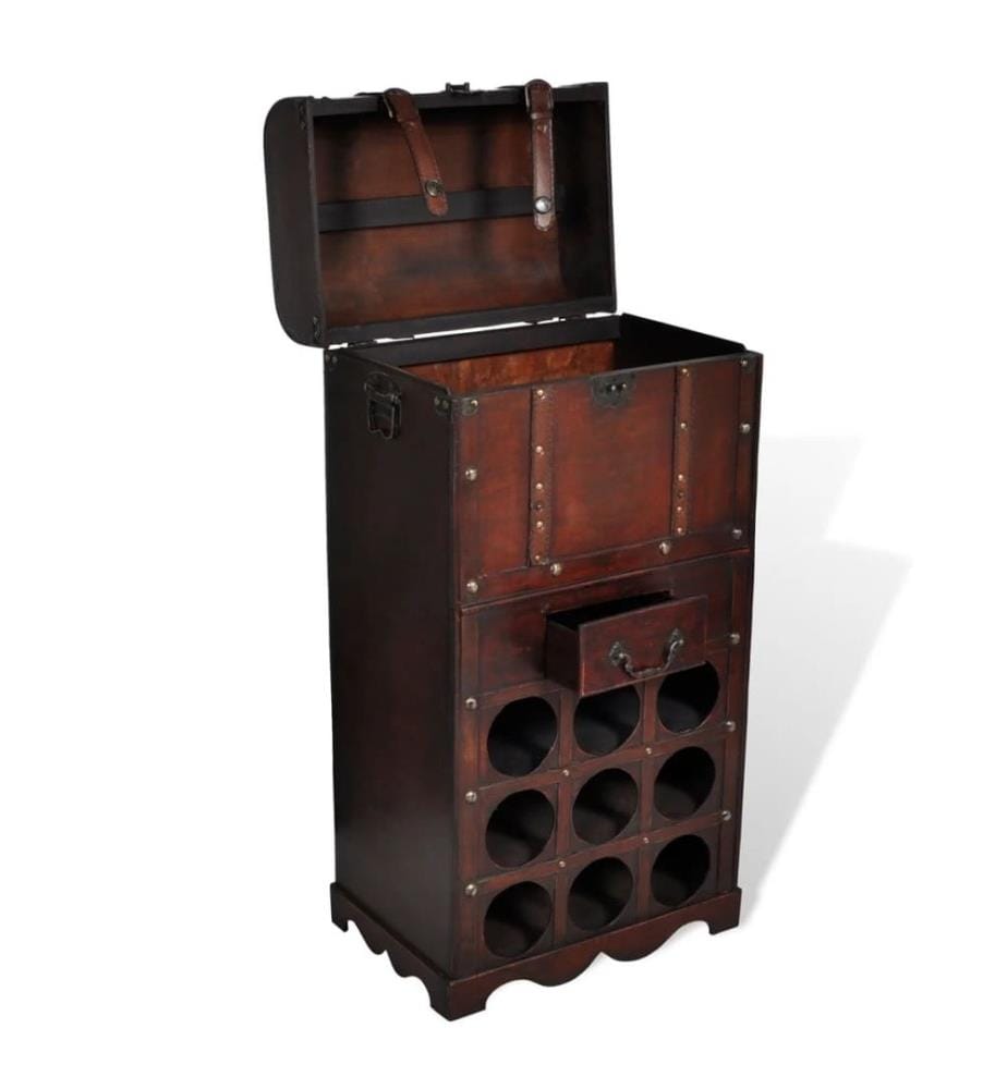 Casier à bouteilles avec rangement pour 9 bouteilles Bois