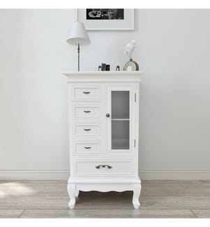 Armoire avec 5 tiroirs et 2 étagères Blanc