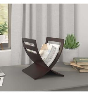 Porte-revue en bois sur pied marron