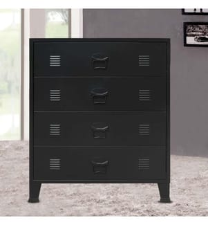 Commode à tiroirs Métal Style Industriel 78 x 40 x 93 cm Noir