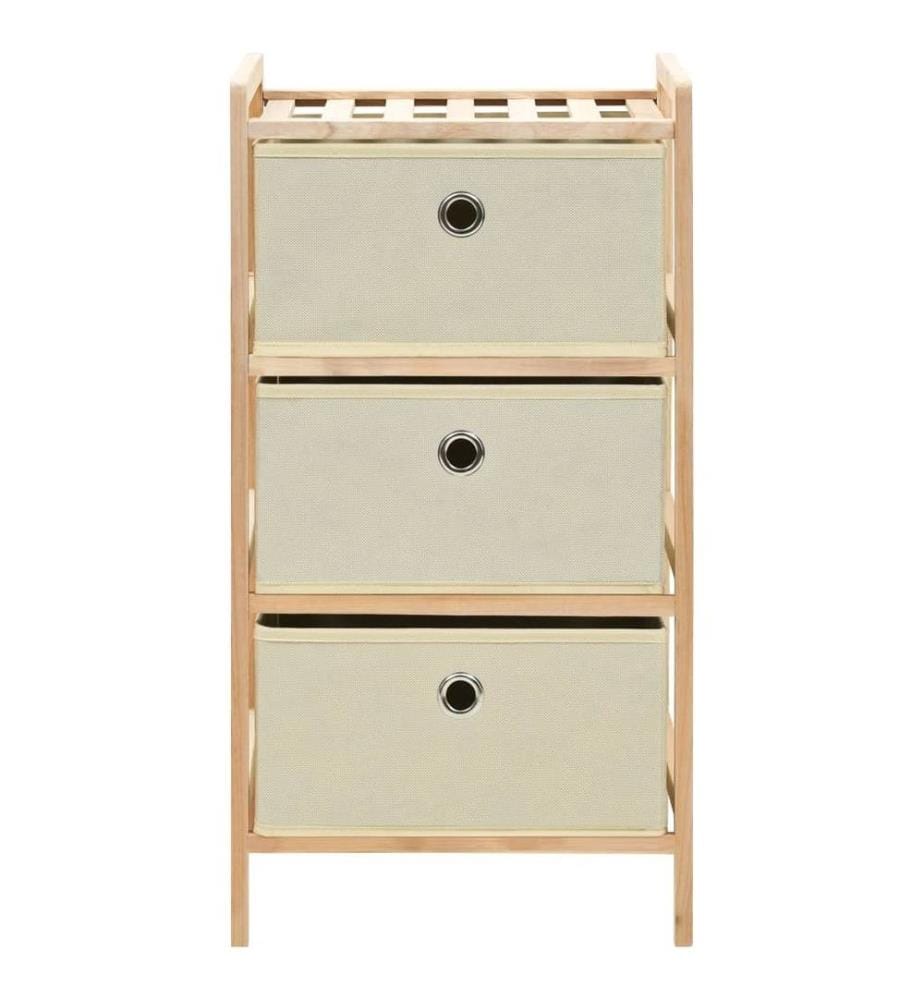 Aufbewahrungsregal mit 3 Stoff-Körben Zedernholz Beige
