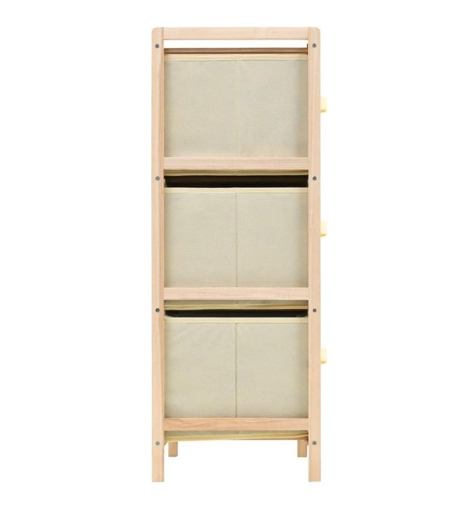 Korb-Kommode mit 6 Stoffkörben Zedernholz Beige