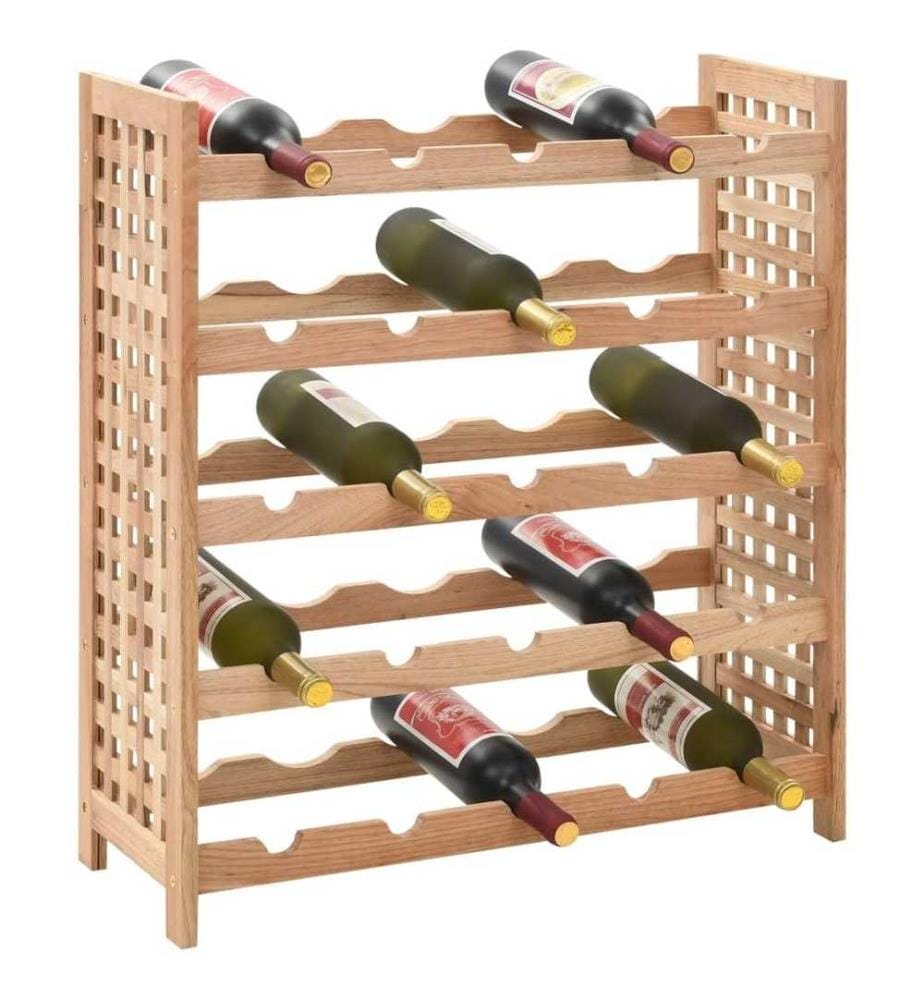 Weinregal für 25 Flaschen Nussbaumholz Massiv 63x25x73 cm