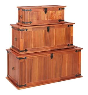 Coffres de rangement 3 pcs Bois d'acacia solide