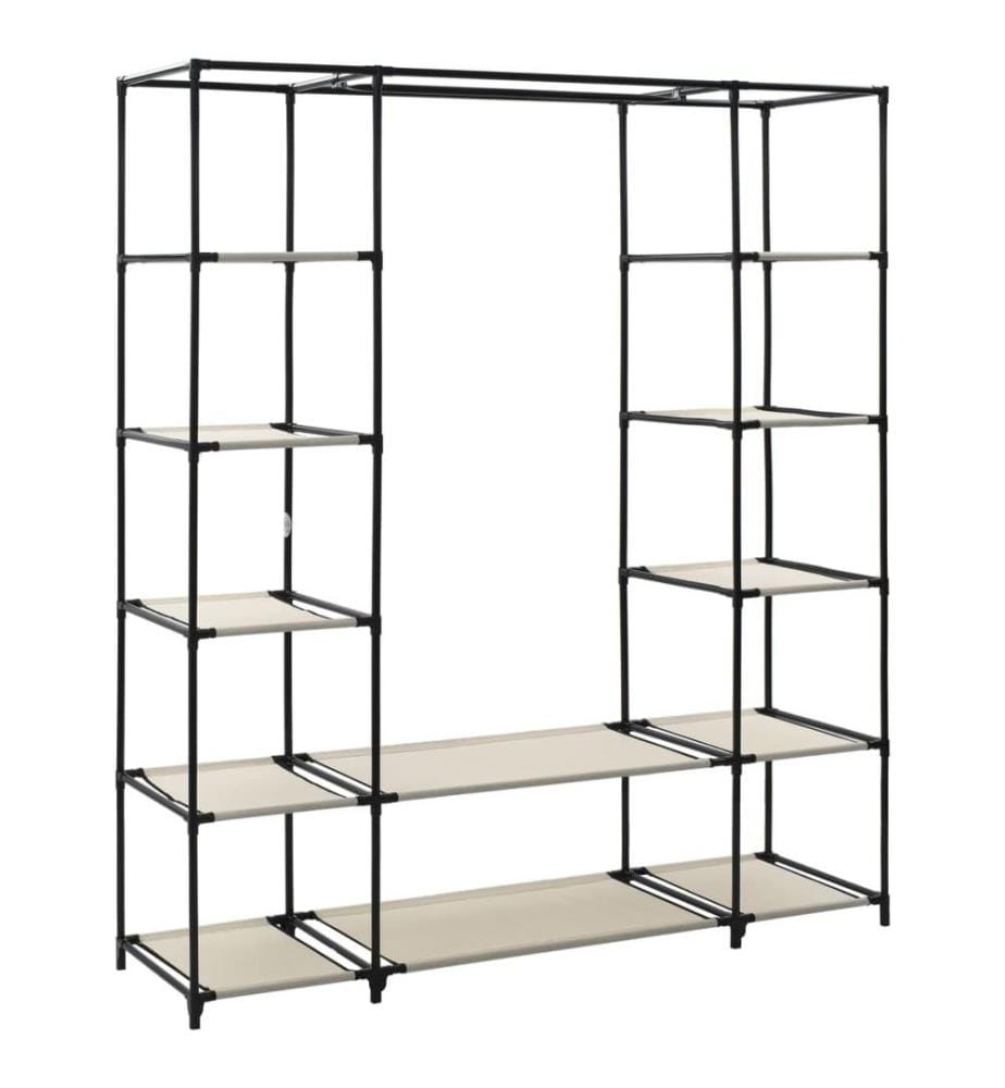 Stoffschrank mit Fächern Kleiderstangen Creme 150x45x176cm