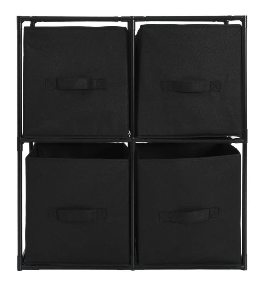 Lagerschrank mit 4 Stoffkörben Schwarz 63×30×71 cm Stahl