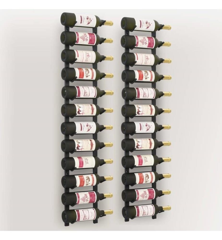 Wand-Weinregale für 12 Flaschen 2 Stk. Schwarz Eisen