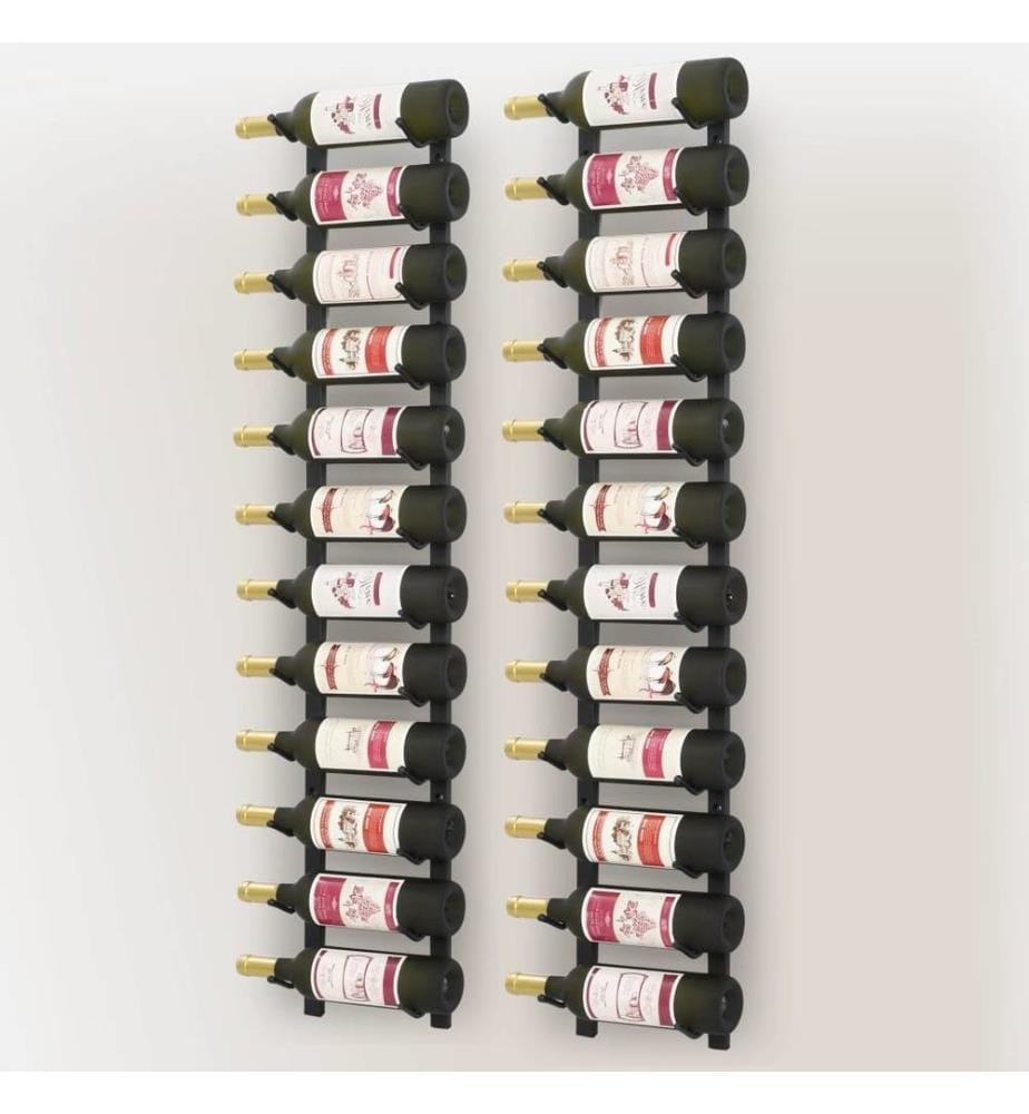Wand-Weinregale für 12 Flaschen 2 Stk. Schwarz Eisen