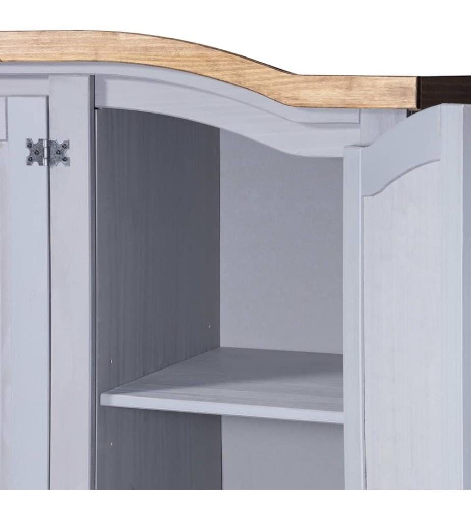 Kleiderschrank Mexiko-Stil Kiefernholz 3 Türen Grau