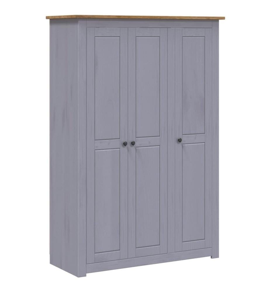 Kleiderschrank 3-Türig Grau 118×50×171,5 cm Kiefer Panama Serie