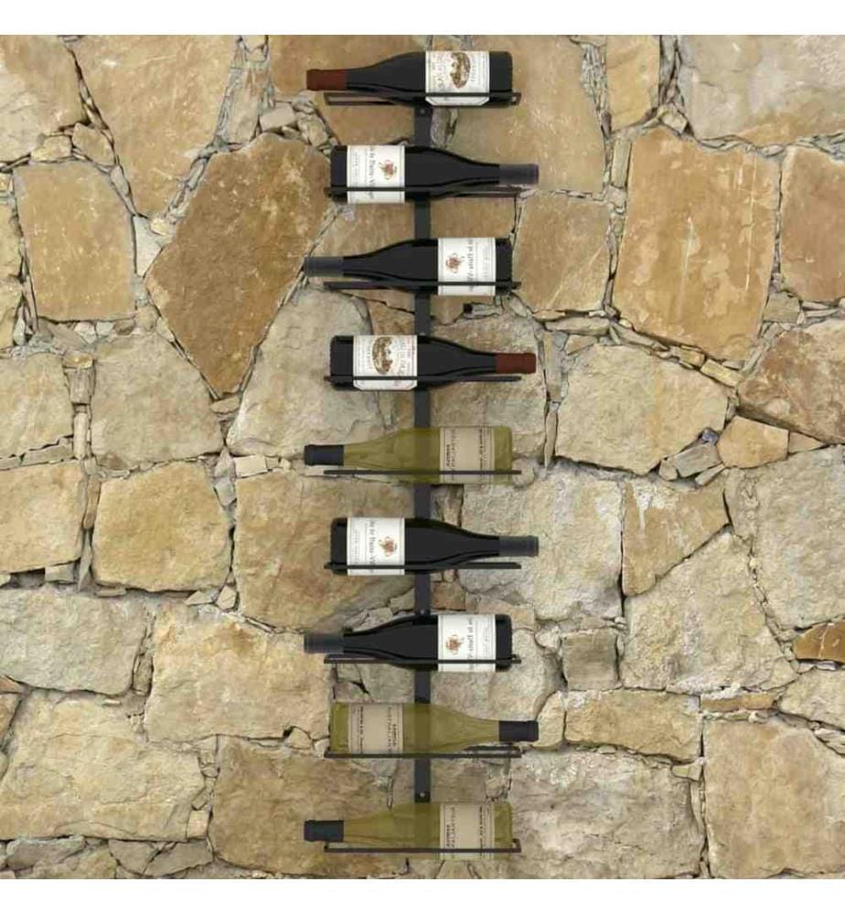 Wand-Weinregal für 9 Flaschen Schwarz Eisen