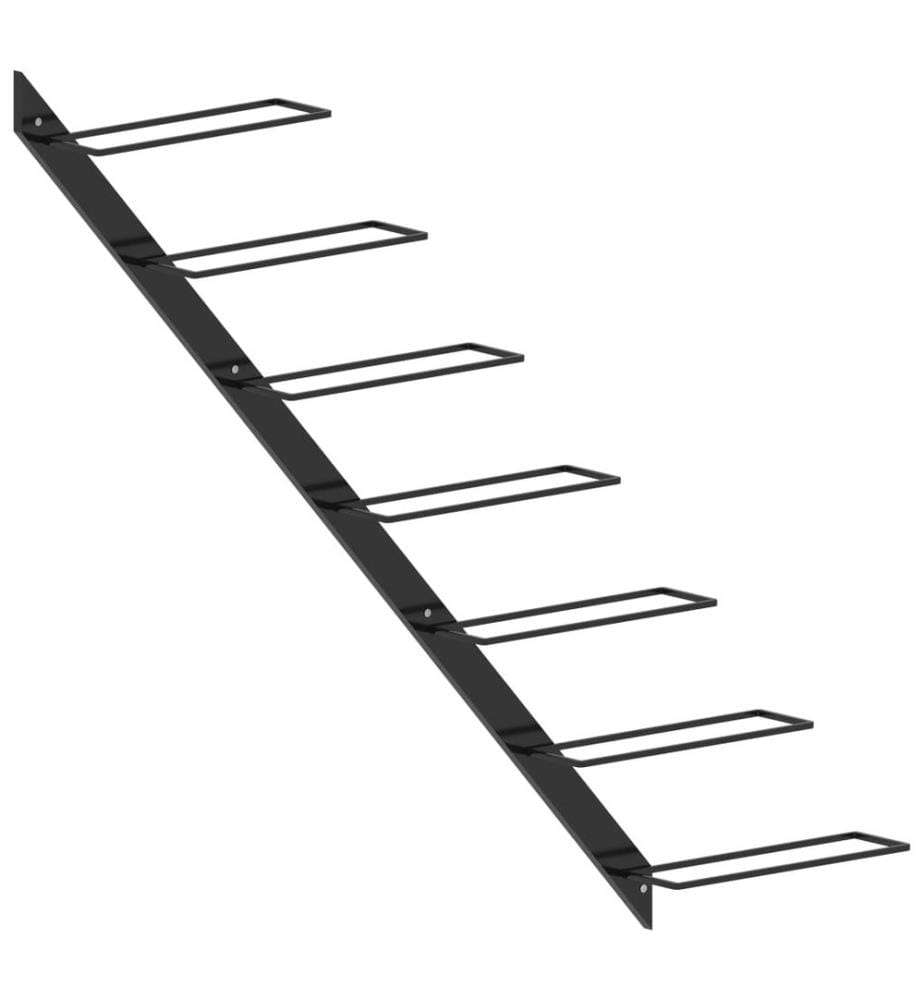 Wand-Weinregal für 7 Flaschen Schwarz Metall