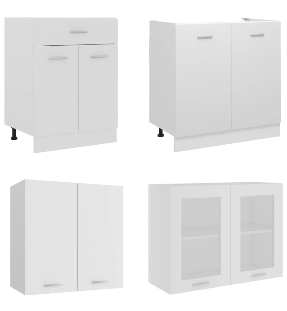 Ensemble de meubles de cuisine 4 pcs Blanc Aggloméré