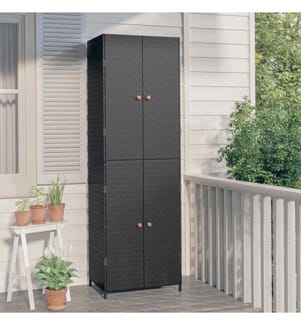 Gartenschrank Schwarz 59x40x180 cm Poly Rattan