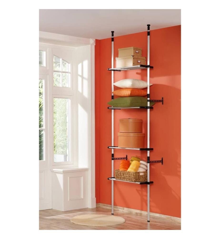 Système de garde-robe télescopique avec étagères Aluminium