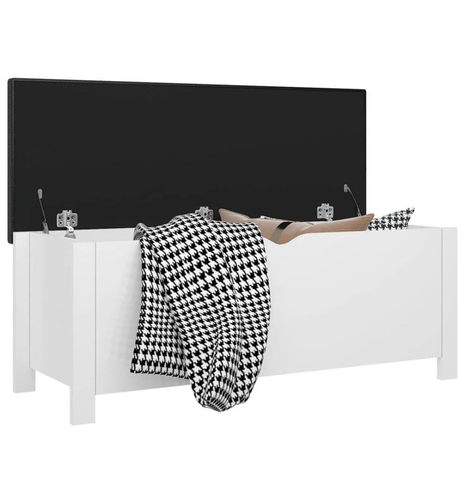 Sitzbank mit Stauraum und Kissen Hochglanz-Weiss 105x40x45cm