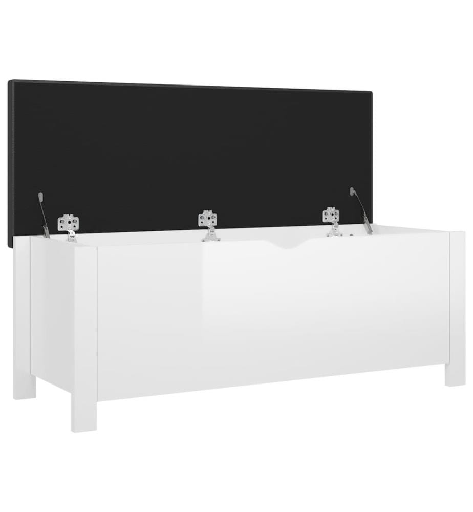 Sitzbank mit Stauraum und Kissen Hochglanz-Weiss 105x40x45cm