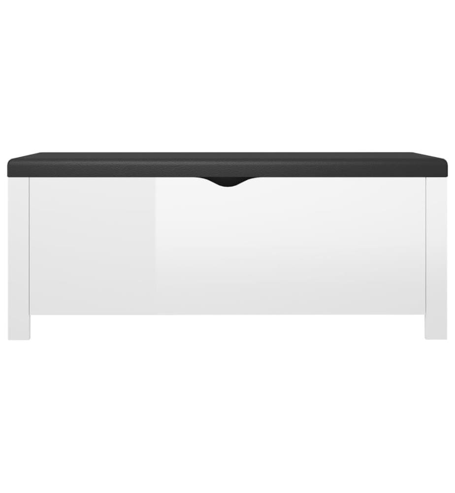 Sitzbank mit Stauraum und Kissen Hochglanz-Weiss 105x40x45cm