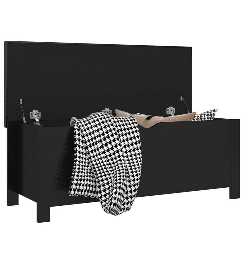 Boîte de rangement coussin Noir brillant 105x40x45 cm Aggloméré
