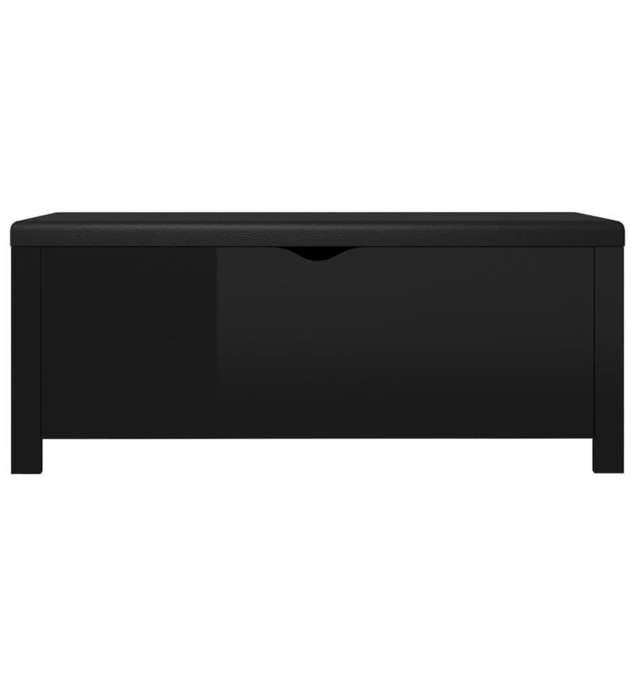 Boîte de rangement coussin Noir brillant 105x40x45 cm Aggloméré