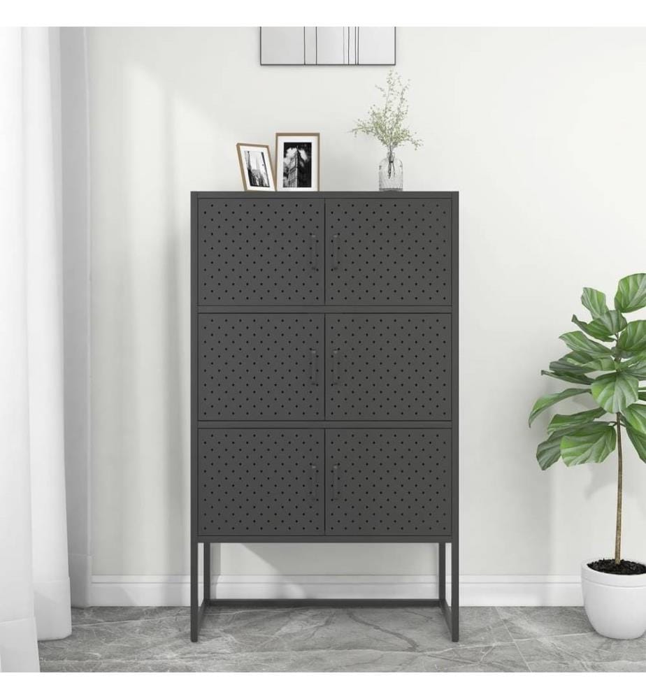 Highboard Anthrazit 80x35x135 cm Stahl