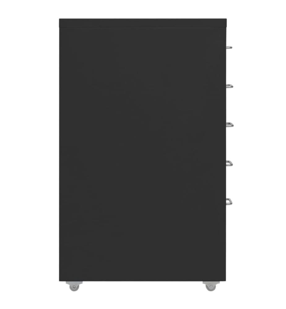 Classeur mobile Noir 28x41x69 cm Métal