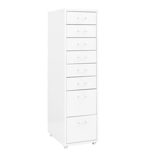 Aktenschrank mit Rollen Weiss 28x41x109 cm Metall