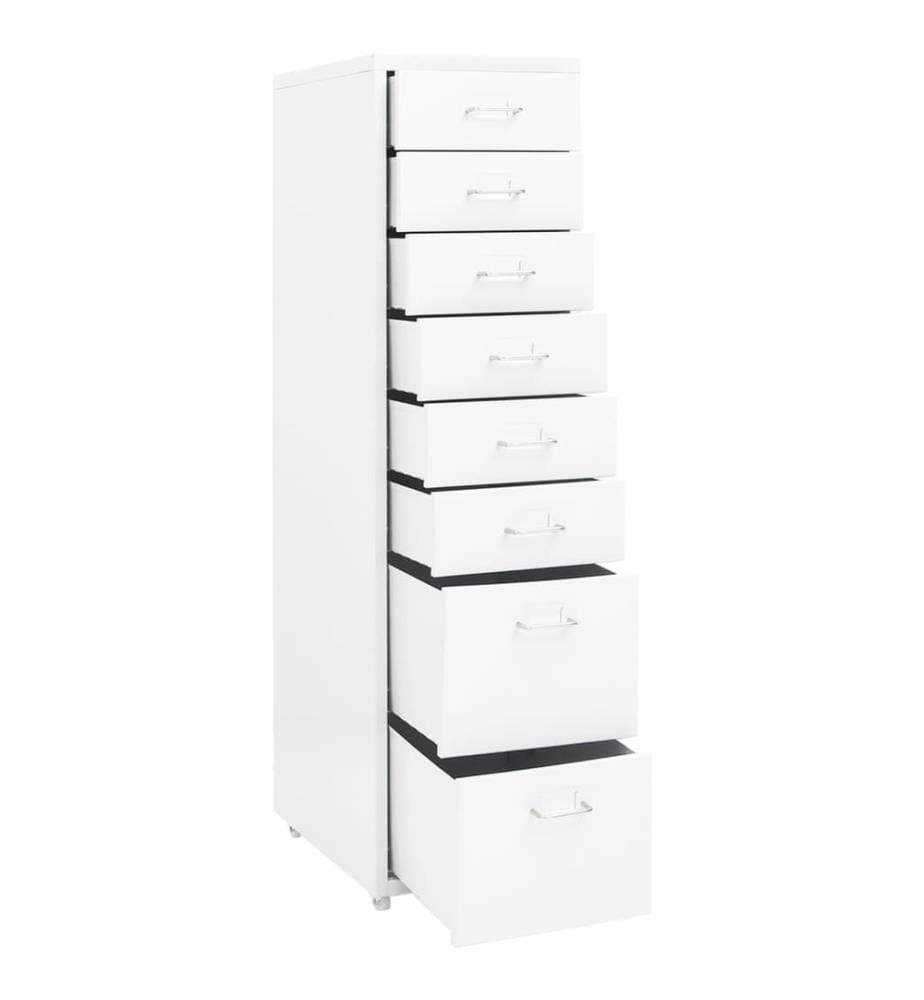 Classeur mobile Blanc 28x41x109 cm Métal